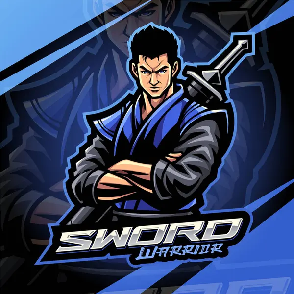 Kılıç savaşçısı esport maskot logosu tasarımı
