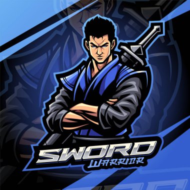 Kılıç savaşçısı esport maskot logosu tasarımı