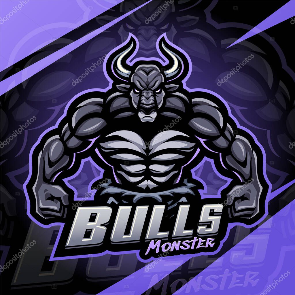 Bulls monster esport mascot logo design