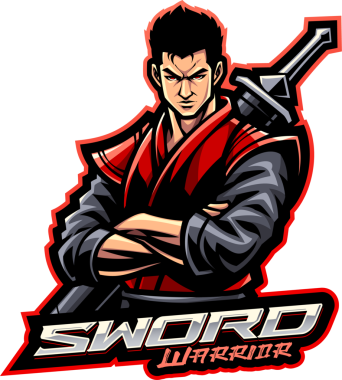 Kılıç savaşçısı esport maskot logosu tasarımı