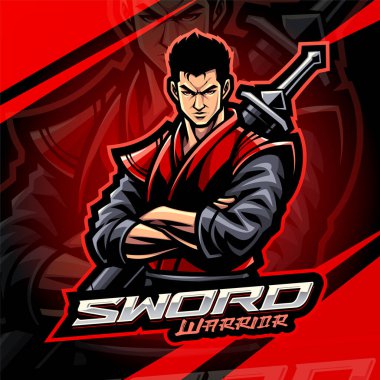 Kılıç savaşçısı esport maskot logosu tasarımı