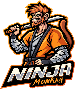 Ninja maymun esport maskot logosu tasarımı