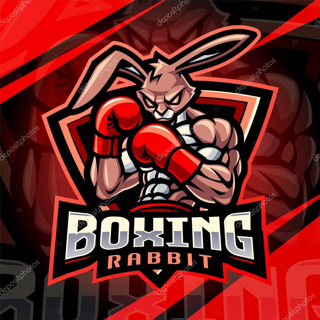 Boxing rabbit esport mascot logo design