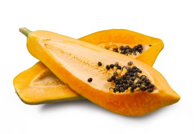 Beyaz arka planda izole Papaya meyvesi