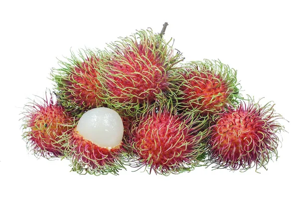 Owoce Rambutanu Izolowane Białym Tle — Zdjęcie stockowe