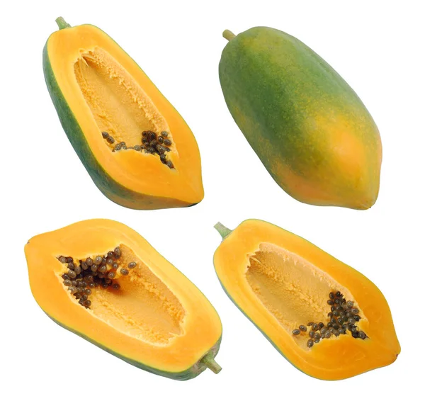 Frutos Papaya Pawpaw Aislados Sobre Fondo Blanco —  Fotos de Stock
