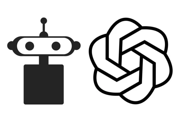 チャットボットのシンボルを持つチャットGptロゴ 人工知能Openaiチャットボットアイコン Chatgpt Openaiアイコン 人工知能スマートAi仮想スマートアシスタントボット ブラックホワイト Aiロボットアイコン — ストックベクタ