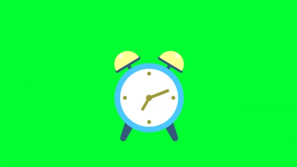 Alarm Clock Ringing Table Cartoon Animation Alarm Clock Desk Green — Video