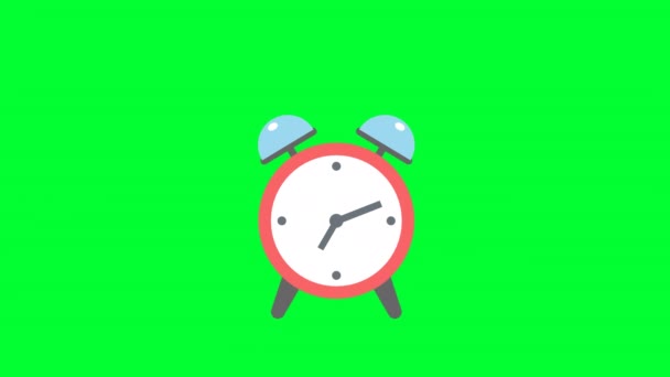 Alarm Clock Ringing Table Cartoon Animation Alarm Clock Desk Green — Stock Video