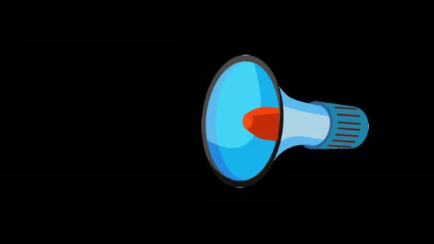 Hoparlör Megafonu Horn Mike Alpha Kanalının Şeffaf Arkaplanındaki Ses Dalgalarıyla — Stok video