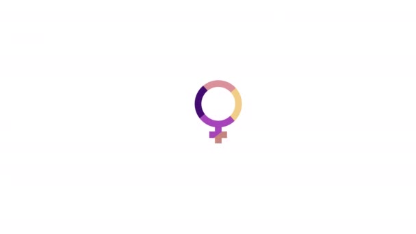 Female Sex Symbol Icon White Screen Animation Female Gender Icon — ストック動画
