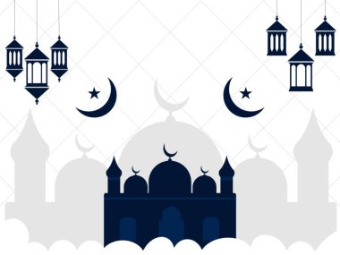 Islamic background with Mosque Crescent Moon and Lantern. Ramadan kareem festival celebration islamic banner. Ramadan Mubarak Religious Islamic Greetings. lamps decoration,Ornamental Lantern Burning.
