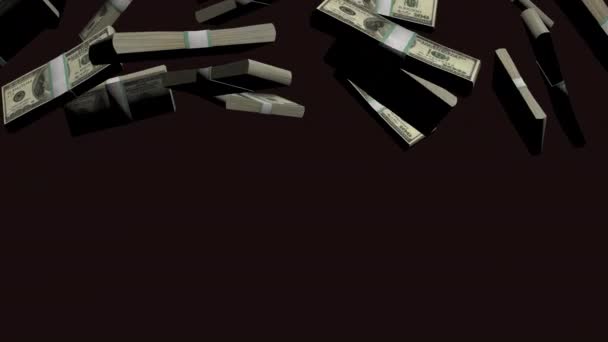 Money Falling Animation Alpha Channel Dollar Banknotes Flying Money Rain — стоковое видео