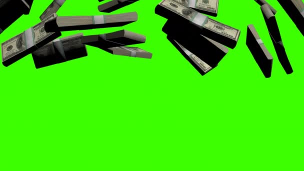 Money Falling Animation Green Screen Dollar Banknotes Flying Money Rain — Vídeo de Stock
