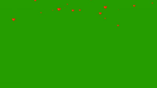 Confetti Hearts Falling Emoji Reactions Animation Green Screen Flying Hearts — Stock Video