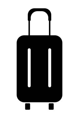 Seyahat çantası ikonu. Bagaj çantası ikonu. Sırt çantası ikonu kabin bagajı. Siyah bir çanta ve saplı bir çanta. Yaz tatili turizmi. Seyahat bavulu sembolü..