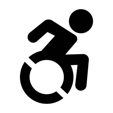 Tekerlekli sandalye engelli ikonu. Dünya Özürlüler Günü, Dünya Otizm Farkındalık Günü. Engelli adam ikonu, tekerlekli sandalyede bir adam. Engelli hasta erişimi parkı. otizm spektrum bozukluğu.