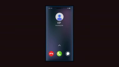 Alpha Channel 'da Seçenek Canlandırması' nı kabul et ve reddet ile gelen çağrı. Arama ekranı araması ve telefon çalması. Zamanlayıcı akıllı telefonuyla Kullanıcı Arayüz Animasyonu. Gelen çağrıya cevap veriliyor.