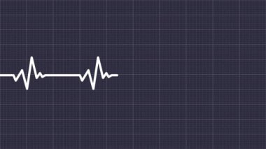 Kalp atışı Nabız Animasyonu şebeke Arkaplanı ile. Elektrokardiyogram kalp atış hızı monitöründe sinyal veriyor. Kan basıncı, nabız. Kalp ritmi EKG veya EKG. Hasta Sağlığı Durumu İzleniyor.