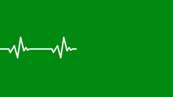 Heartbeat Pulse Rate Κινούμενα Σχέδια Πράσινη Οθόνη Ίχνη Ηλεκτροκαρδιογραφήματος Στο — Αρχείο Βίντεο