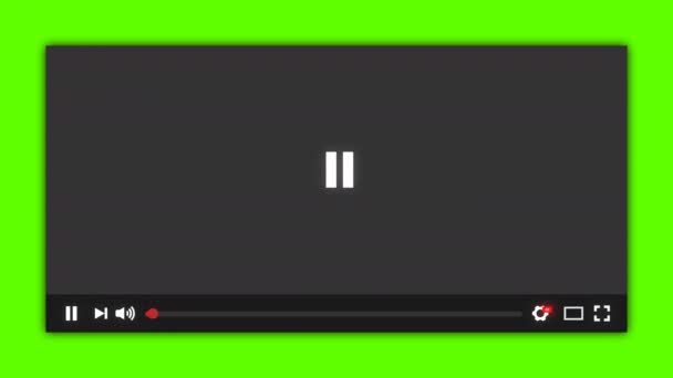 Video Player Toistopainiketta Napsautti Hiiren Kursori Animaatio Vihreä Näyttö Media — kuvapankkivideo