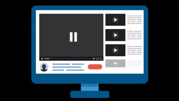 Web Tarayıcı Pencereli Bir Video Oynatıcı Ekranı Fare Imleci Animasyon — Stok video