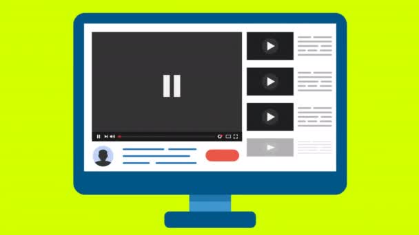 Οθόνη Υπολογιστή Web Browser Παράθυρο Κουμπί Αναπαραγωγής Βίντεο Κλικ Από — Αρχείο Βίντεο