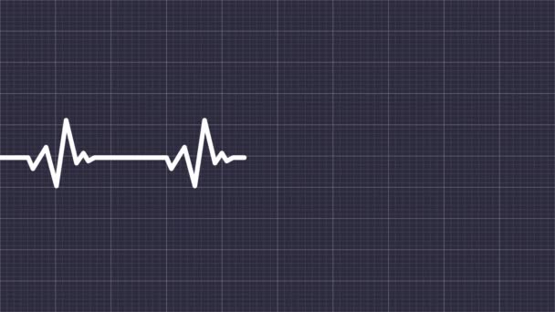 Heartbeat Pulse Rate Animation Grid Background Electrocardiogram Beeping Trace Heart — Stock Video