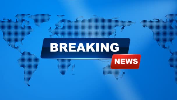 Breaking News Intro Template Animation Moving Digital World Map Live — Stock Video