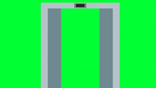 Elevator Door Open Closed Green Screen Animation Elevator Cabin Passenger — Video Stock
