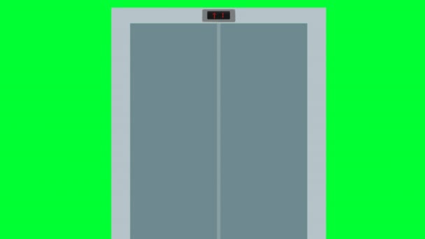 Elevator Door Open Closed Green Screen Animation Elevator Cabin Passenger — Vídeo de stock
