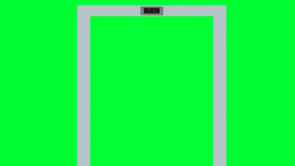 Elevator Door Open Closed Green Screen Animation Elevator Cabin Passenger — 图库视频影像