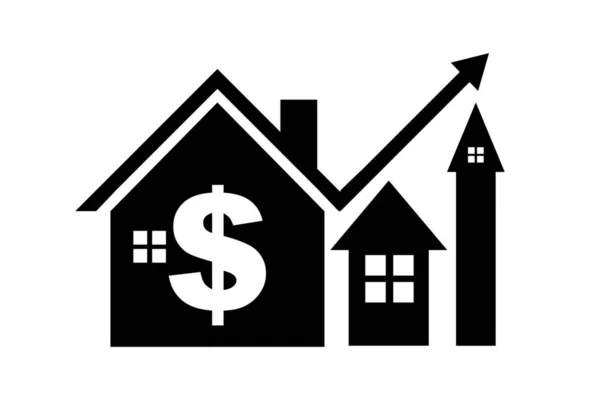 Mortgage Rate Icon House Investment Growth Icon Increased Housing Price — Image vectorielle