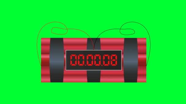 Timebomb Digital Clock Timer Countdown Animation Green Screen Cartoon Bomb — 图库视频影像