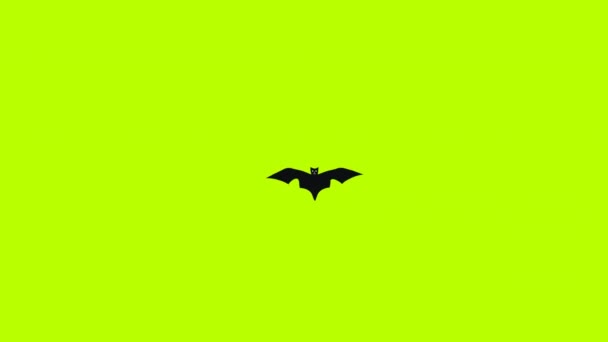 Halloween Bat Flying Animation Grön Skärm Söt Tecknad Fladdermus Flyger — Stockvideo