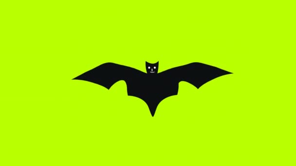Pipistrello Halloween Animazione Volante Sullo Schermo Verde Carino Cartone Animato — Video Stock