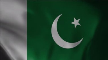 Pakistan bayrağı rüzgar animasyonunda dalgalanıyor. Pakistan bayrağına yakından bakın. Dalgalı animasyon, adanmış özgürlük savaşçıları. Gerçekçi Ülke Ulusal Bayrağı Bağımsızlık Günü kavramı, zafer günü.
