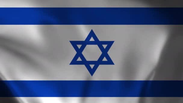 Flaga Izraela Machająca Animacji Wiatru Zbliżenie Zobacz Flagę Izraela Latająca — Wideo stockowe