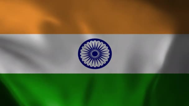 Bandera India Ondeando Animación Del Viento Close View Indian Flag — Vídeos de Stock