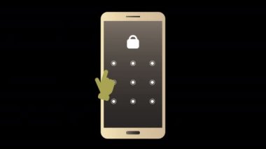 Akıllı telefon patern kilidi güvenlik animasyonu Alfa Kanalı. Mobil güvenlik koruması ve güvenlik ekranı şifresi. Şifre arayüzünün kilidini aç. Telefon şablonu kimlik doğrulama dokunmatik siber güvenlik