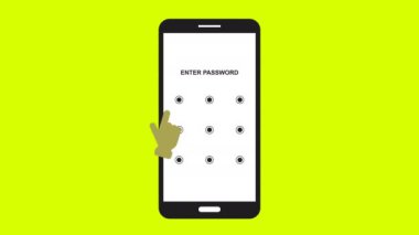 Akıllı telefon patern kilidi güvenlik animasyonu yeşil ekran. Mobil güvenlik koruması ve güvenlik ekranı şifresi. Şifre arayüzünün kilidini aç. Telefon şablonu kimlik doğrulama dokunmatik siber güvenlik.