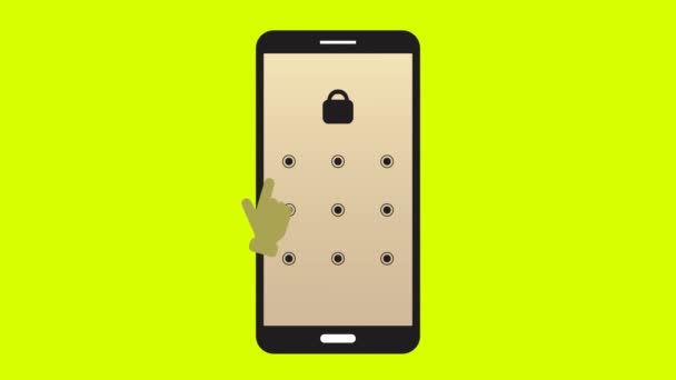 Смартфон Pattern Lock Анимации Безопасности Зеленый Экран Мобильная Защита Пароль — стоковое видео