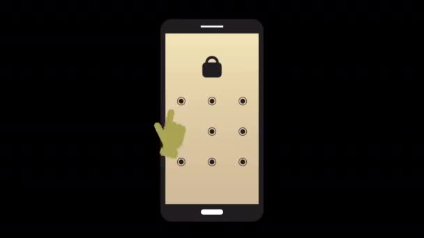 Smartphone Mönster Lås Säkerhet Animation Alpha Channel Mobilt Säkerhetsskydd Och — Stockvideo