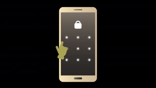 智能手机模式锁定安全动画阿尔法通道 移动安全保护和安全屏幕锁定密码 解锁密码接口 电话模式认证触摸屏网络安全 — 图库视频影像