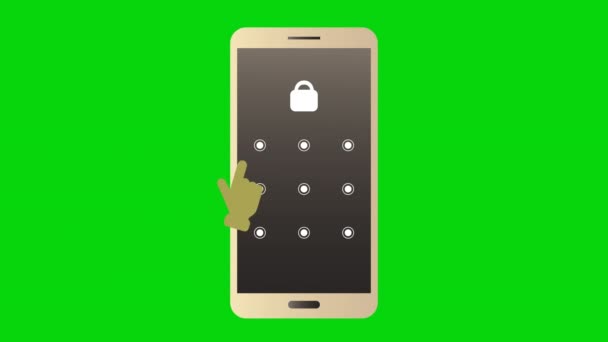 Смартфон Візерунок Блокування Анімації Безпеки Зелений Екран Пароль Блокування Захисту — стокове відео