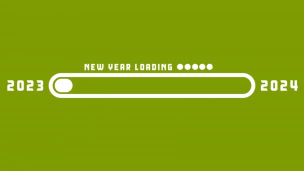 Ładowanie 2023 2024 Pasek Postępu Zielony Ekran Animacja Szczęśliwego Nowego — Wideo stockowe