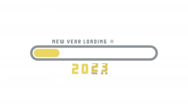 Cargando 2023 2024 Barra Progreso White Background Animation Feliz Año — Vídeo de stock