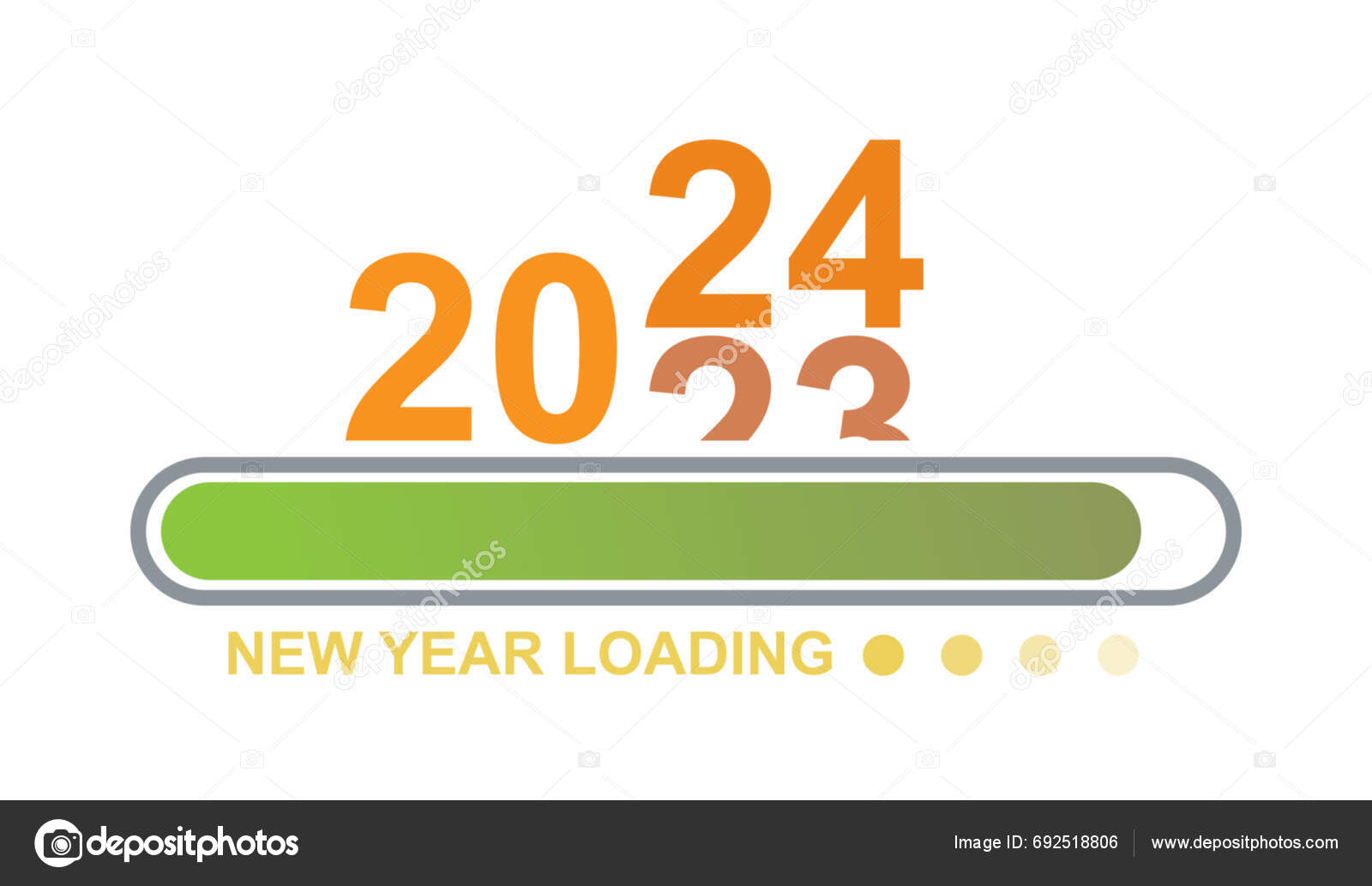 Loading 2023 2024 Progress Bar Happy New Year 2024 Stock Vector