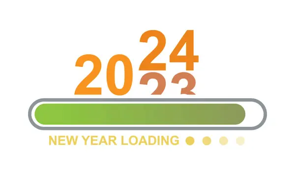2023 2024 進捗バーにロードします 新年2024 ようこそ 2023年から2024年まで 2023年末から2024年初頭に変更 ほぼ新年に到達することを望む 2024 目標と計画を開始 — ストックベクタ
