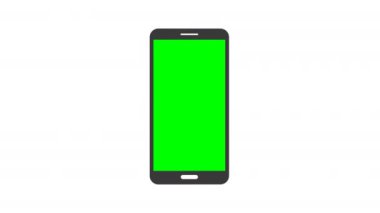 Mobil Telefon görüntüleme slayt sunumu yeşil ekranda modelleme hareketi. Animasyon akıllı telefon ön görünümü ürünü arıyor. Cep telefonu görüntüleme slaytı ve 3d döndürme.